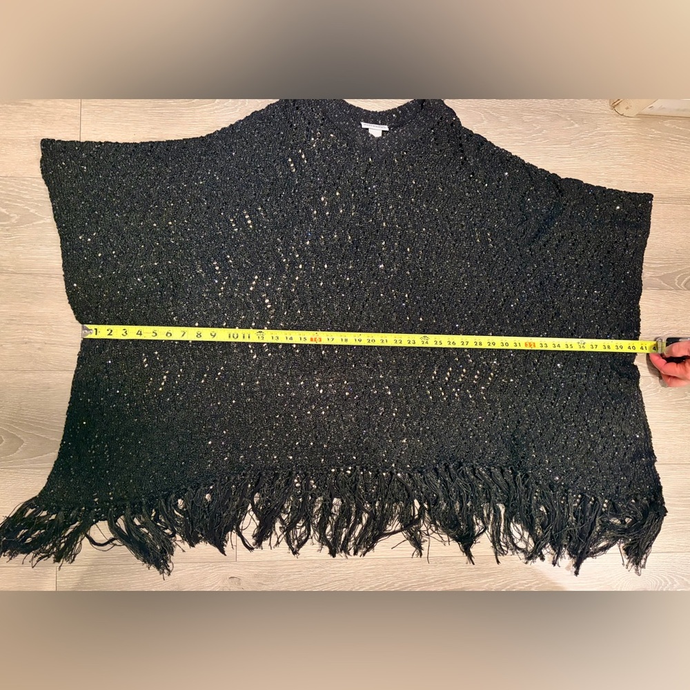Boho Sequined Sweater Poncho - Picture 5 of 7